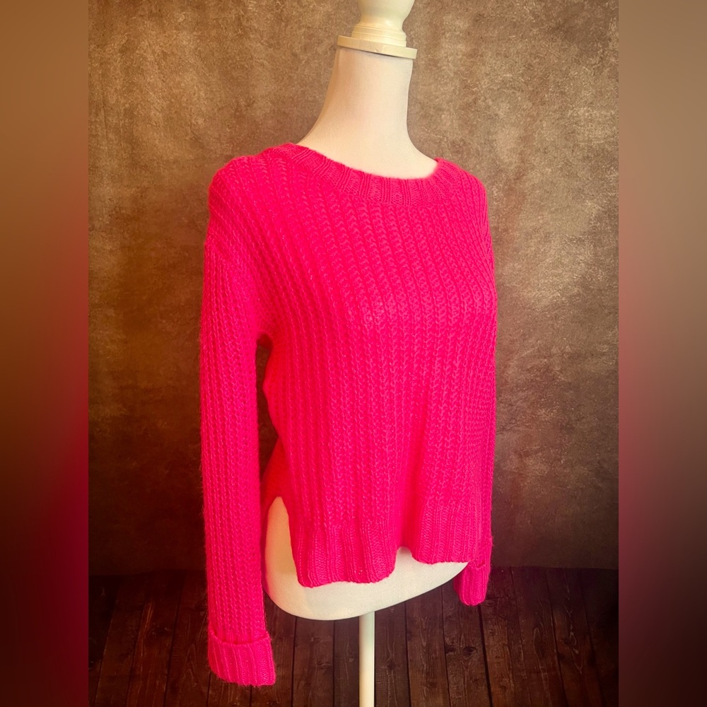 Hot Pink knit sweater Sz S